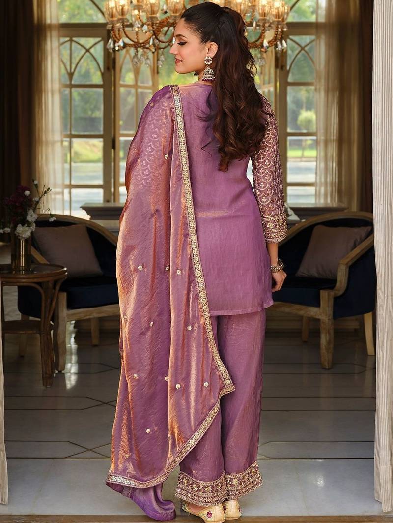 Women Floral Embroidered Panelled Sequinned Kurta with Trousers & With Dupatta