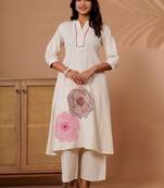 Women Floral Embroidered Regular Sequinned Kurta with Palazzos