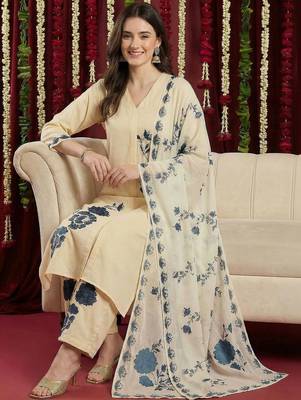 Women Floral Printed Regular Kurta with Palazzos & With Dupatta 4