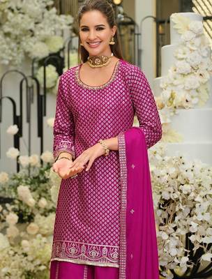 Women Ethnic Motifs Embroidered Regular Sequinned Kurta with Palazzos & With Dupatta 2