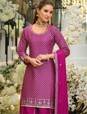 Women Ethnic Motifs Embroidered Regular Sequinned Kurta with Palazzos & With Dupatta 4