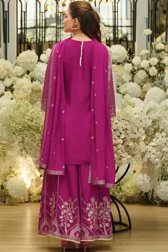 Women Ethnic Motifs Embroidered Regular Sequinned Kurta with Palazzos & With Dupatta