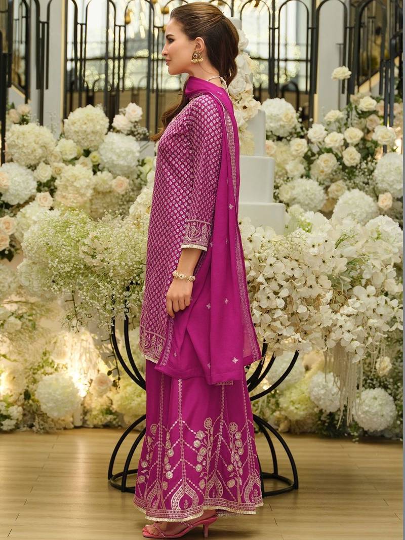 Women Ethnic Motifs Embroidered Regular Sequinned Kurta with Palazzos & With Dupatta
