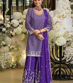 Women Ethnic Motifs Embroidered Regular Sequinned Kurta with Palazzos & With Dupatta