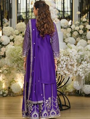 Women Ethnic Motifs Embroidered Regular Sequinned Kurta with Palazzos & With Dupatta 4