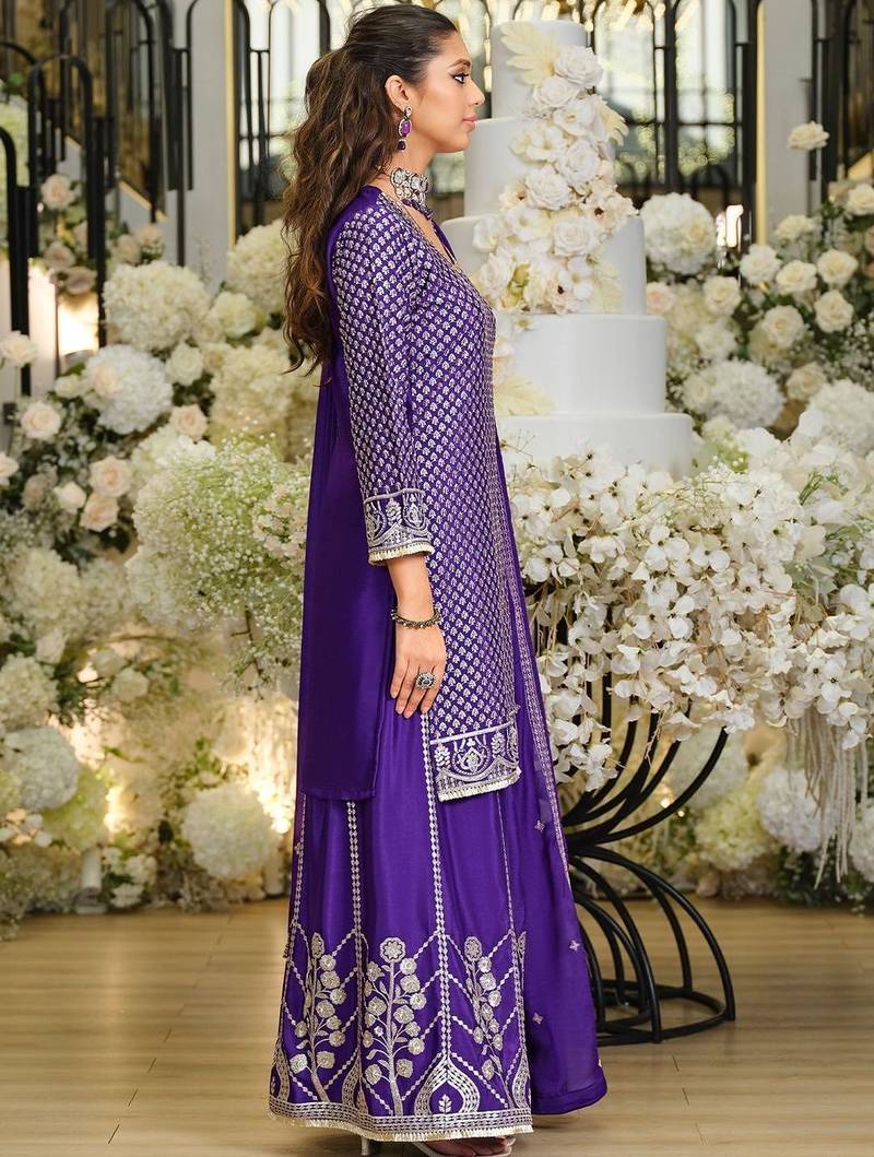 Women Ethnic Motifs Embroidered Regular Sequinned Kurta with Palazzos & With Dupatta