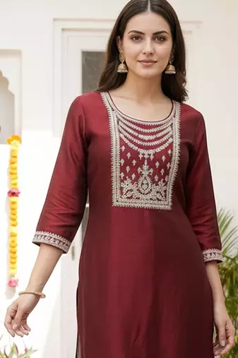 Women Ethnic Motifs Embroidered Regular Liva Kurta with Trousers