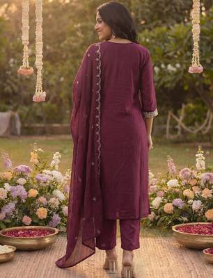 Women Ethnic Motifs Embroidered Regular Sequinned Kurta with Trousers & With Dupatta 7