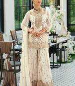 Women Ethnic Motifs Embroidered Regular Thread Work Kurta with Sharara & With Dupatta