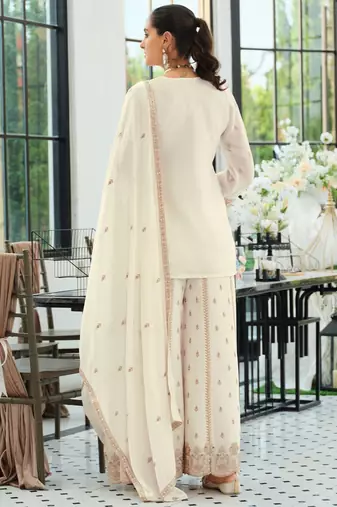 Women Ethnic Motifs Embroidered Regular Thread Work Kurta with Sharara & With Dupatta