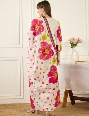 Women Floral Printed Regular Pure Cotton Kurta with Trousers & With Dupatta 5