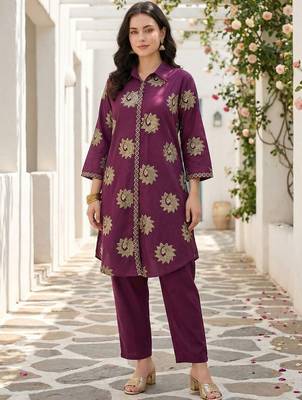 Ethnic Motifs Printed Mandarin Collar Pure Cotton Kurta With Trousers 2