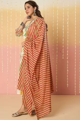 Women Floral Printed Empire Pure Cotton Kurta with Trousers & With Dupatta