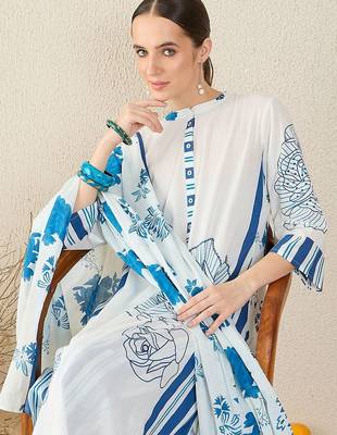 Women Floral Printed Regular Mirror Work Pure Cotton Kurta with Trousers & With Dupatta 4