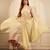 Cream  colour crepe drape skirt set with heavy hand embroidered blouse and dupatta