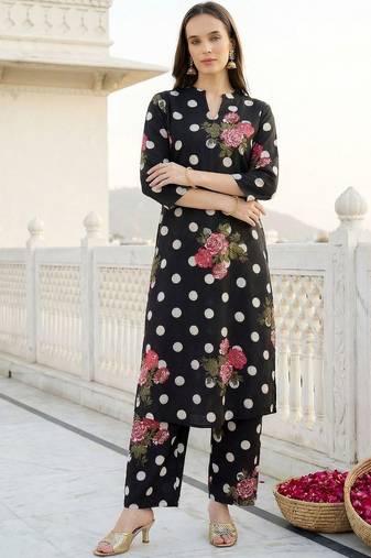 Women Floral Printed Regular Pure Cotton Kurta with Trousers