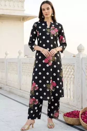 Women Floral Printed Regular Pure Cotton Kurta with Trousers