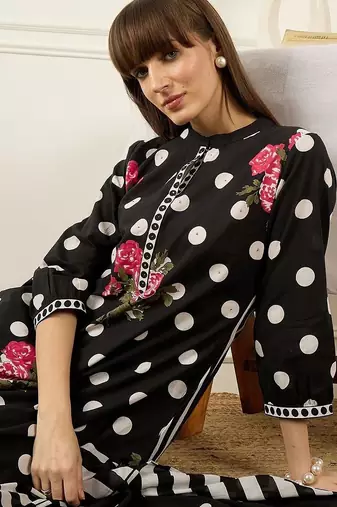 Women Floral Printed Regular Pure Cotton Kurta with Trousers & With Dupatta