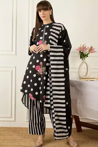 Women Floral Printed Regular Pure Cotton Kurta with Trousers & With Dupatta