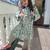 Teal blue floral kurta set