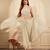 Dull ivory crepe drape skirt set with heavy hand embroidered blouse and dupatta