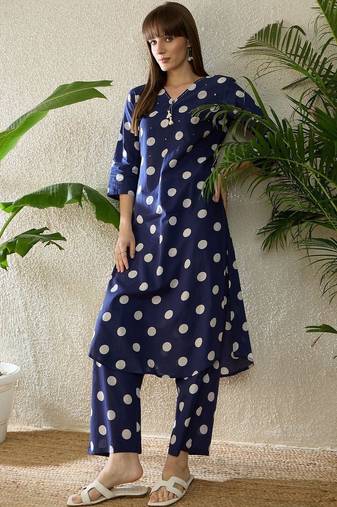 Women Ethnic Motifs Printed Regular Sequinned Pure Cotton Kurta with Palazzos