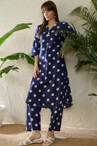 Women Ethnic Motifs Printed Regular Sequinned Pure Cotton Kurta with Palazzos