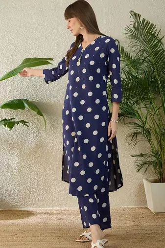 Women Ethnic Motifs Printed Regular Sequinned Pure Cotton Kurta with Palazzos