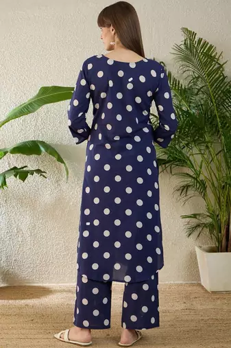 Women Ethnic Motifs Printed Regular Sequinned Pure Cotton Kurta with Palazzos