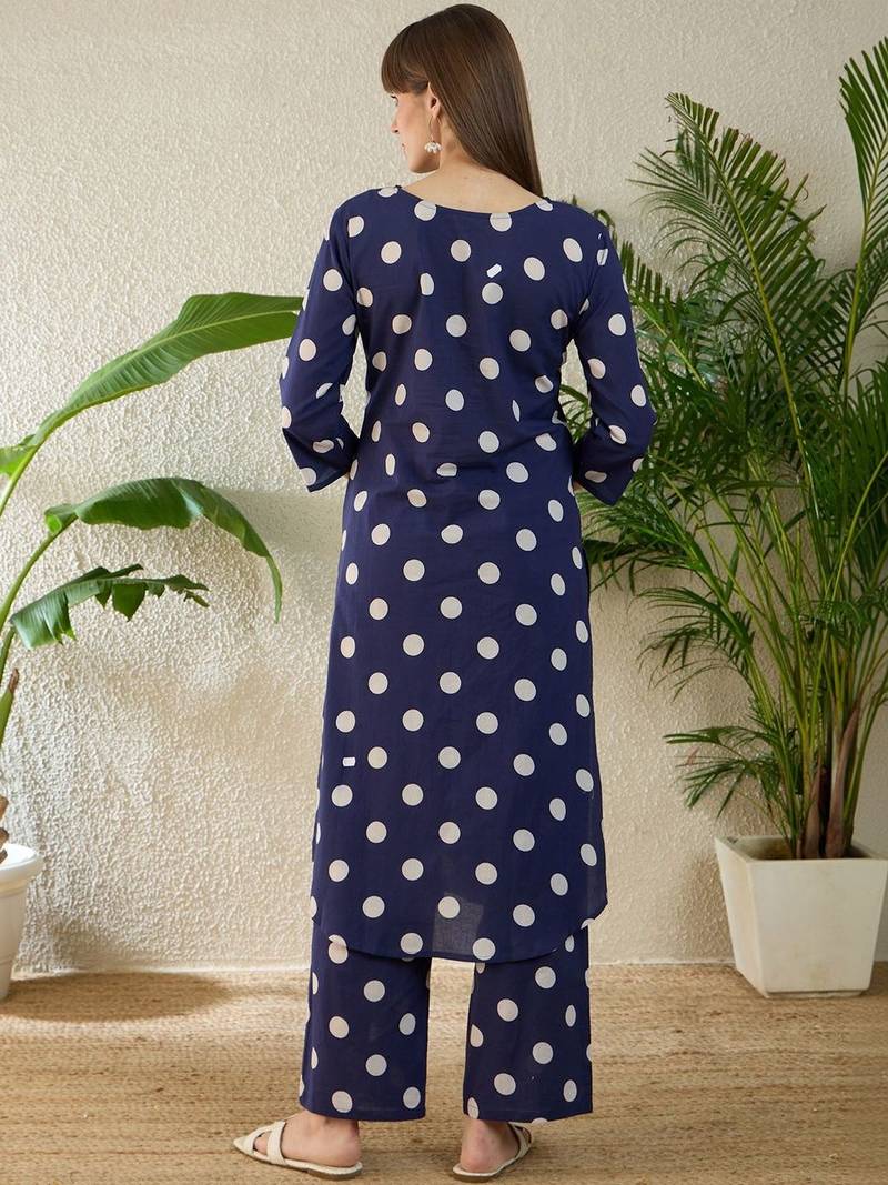 Women Ethnic Motifs Printed Regular Sequinned Pure Cotton Kurta with Palazzos