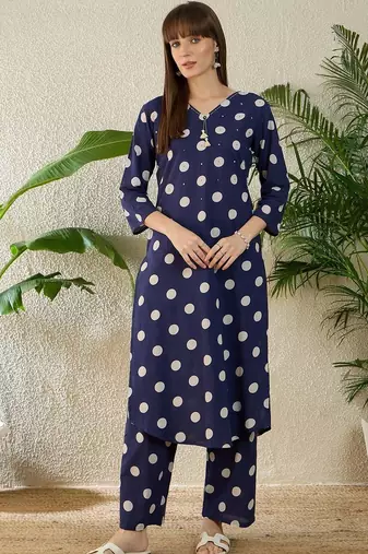 Women Ethnic Motifs Printed Regular Sequinned Pure Cotton Kurta with Palazzos