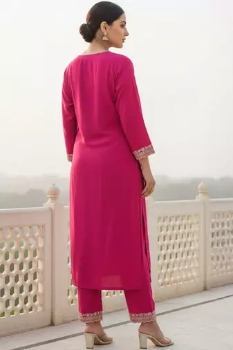 Women Ethnic Motifs Embroidered Regular Sequinned Kurta with Trousers