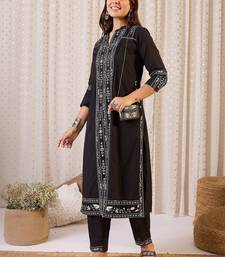 Women Ethnic Motifs Printed Regular Mirror Work Pure Cotton Kurta with Trousers