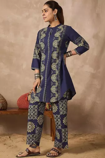 Women Printed Regular Sequinned Pure Cotton Kurta with Palazzos