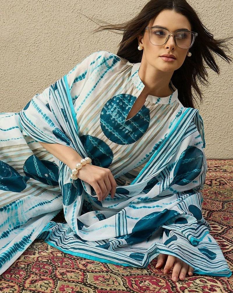 Women Printed Regular Pure Cotton Kurta with Trousers & With Dupatta
