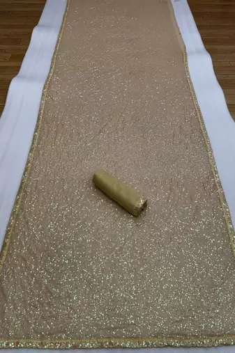 Cream Color  Sequence And Embrodery Work Fuax Georgette Saree