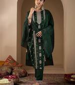 Women Ethnic Motifs Embroidered Regular Thread Work Kurta with Trousers & With Dupatta