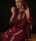 Women Ethnic Motifs Printed Regular Kurta with Trousers & With Dupatta