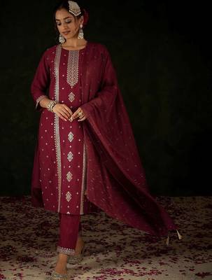 Women Ethnic Motifs Printed Regular Kurta with Trousers & With Dupatta 6