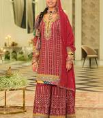 Women Ethnic Motifs Embroidered Panelled Gotta Patti Kurta with Sharara & With Dupatta