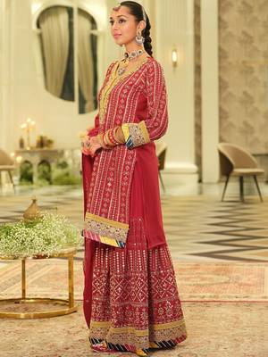 Women Ethnic Motifs Embroidered Panelled Gotta Patti Kurta with Sharara & With Dupatta 2