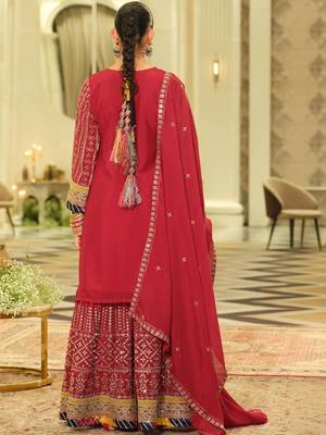 Women Ethnic Motifs Embroidered Panelled Gotta Patti Kurta with Sharara & With Dupatta 3