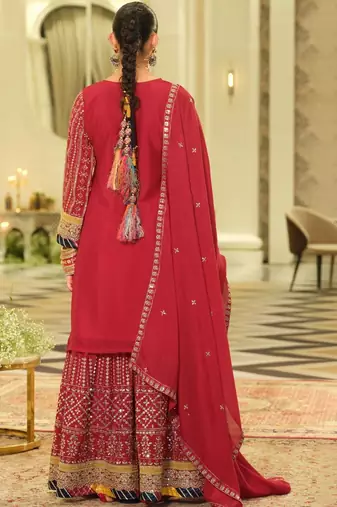 Women Ethnic Motifs Embroidered Panelled Gotta Patti Kurta with Sharara & With Dupatta