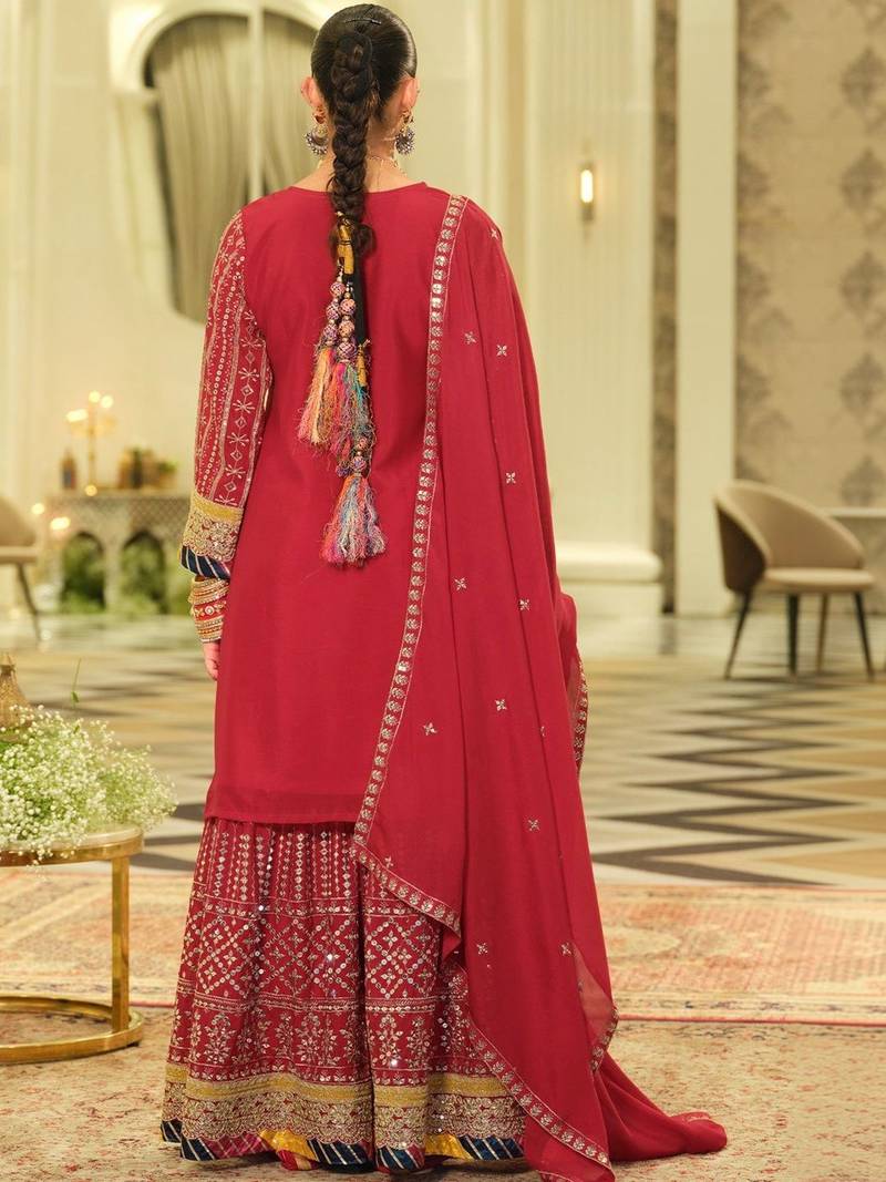 Women Ethnic Motifs Embroidered Panelled Gotta Patti Kurta with Sharara & With Dupatta