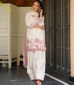 Off white cambric cotton kurta farshi salwar set