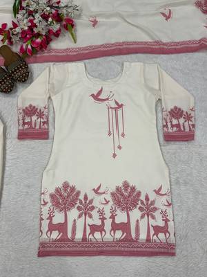 Off white cambric cotton kurta farshi salwar set 3
