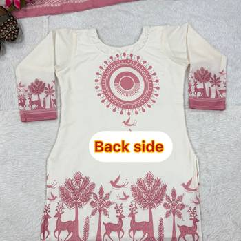 Off white cambric cotton kurta farshi salwar set 4