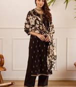 Women Ethnic Motifs Embroidered Regular Thread Work Kurta with Palazzos & With Dupatta