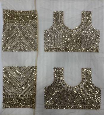 Chiku Color  Sequins And  Embroidery work Net Saree 3