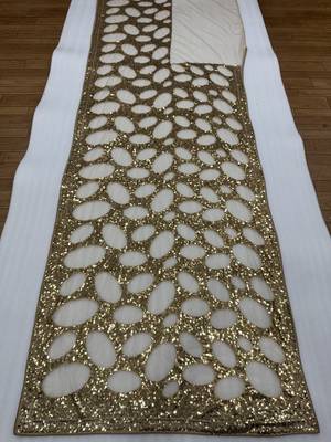 Chiku Color  Sequins And  Embroidery work Net Saree 5